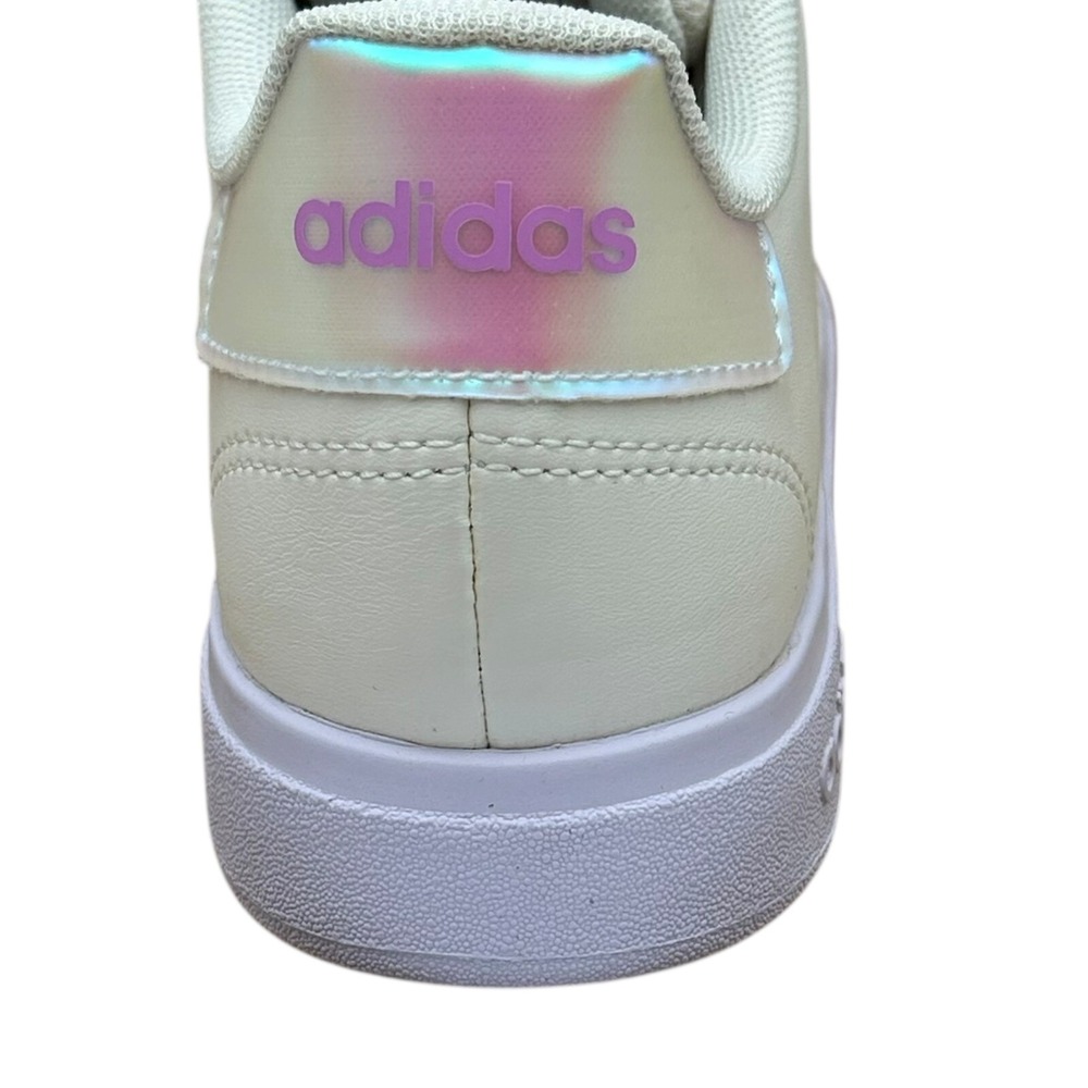 Adidas Grand Court Youth Girls Casual Sneakers Size 7 Chalk White-Lilac Low Top‎ - Picture 7 of 13